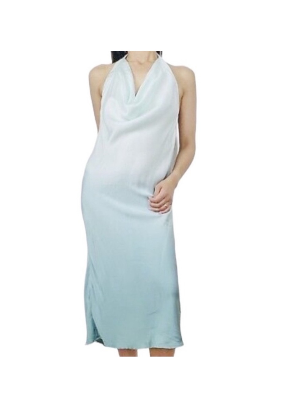 Young Fabulous & Broke Ombre Slip Midi Dress in White to Light Blue - Picture 2 of 7